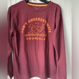There A Bouts (18-20 Husky) Long Sleeve Maroon T-Shirt with Hold wording
